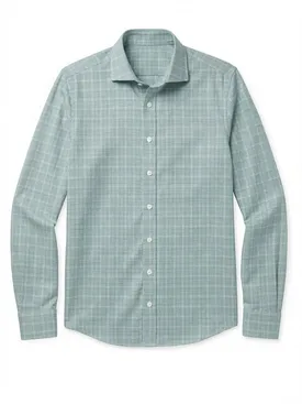 Bügelleichtes, grün kariertes Twillhemd aus englischem Stoff