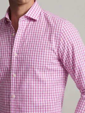 Rosa kariertes Popeline-Hemd