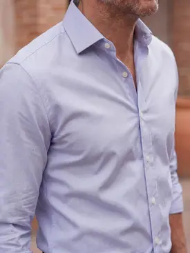 Popelinehemd mit lavendelblauem Mikrokaromuster